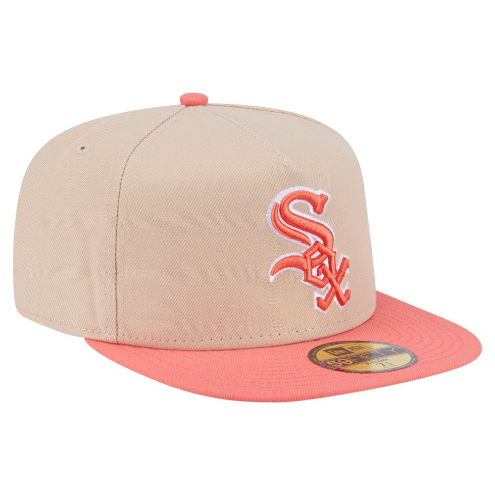 Chicago White Sox New Era Two-Tone Color Pack A-Frame 59FIFTY Fitted Hat - Light Beige/Coral - New Era Sale