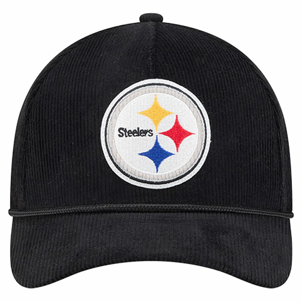 Pittsburgh Steelers New Era Cord Corduroy 9FORTY A-Frame Adjustable Hat Black