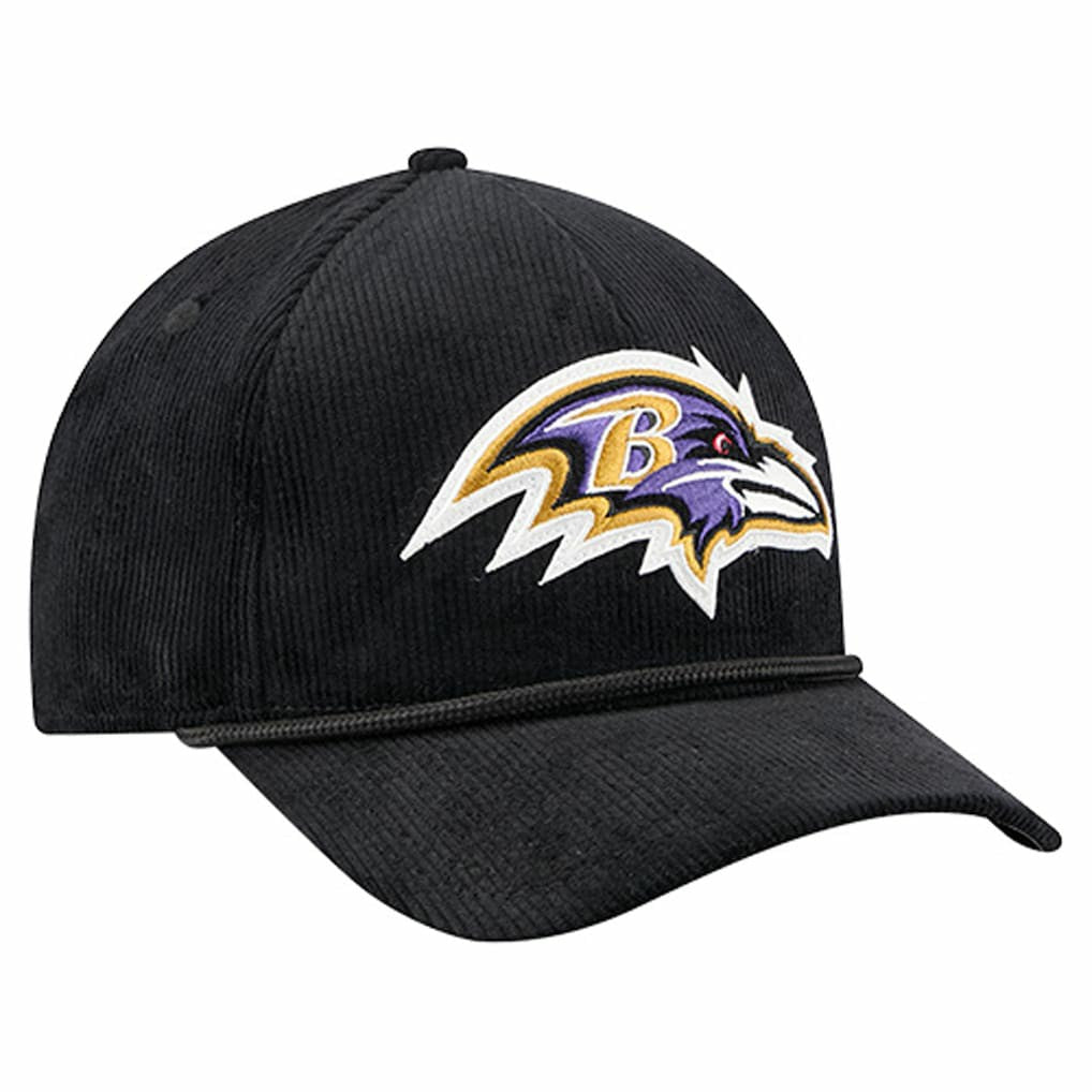 Baltimore Ravens New Era Cord Corduroy 9FORTY A-Frame Adjustable Hat Black