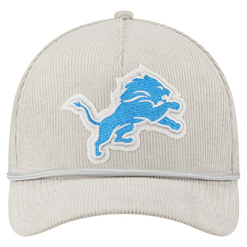 Detroit Lions New Era Cord Corduroy 9FORTY A-Frame Adjustable Hat Silver