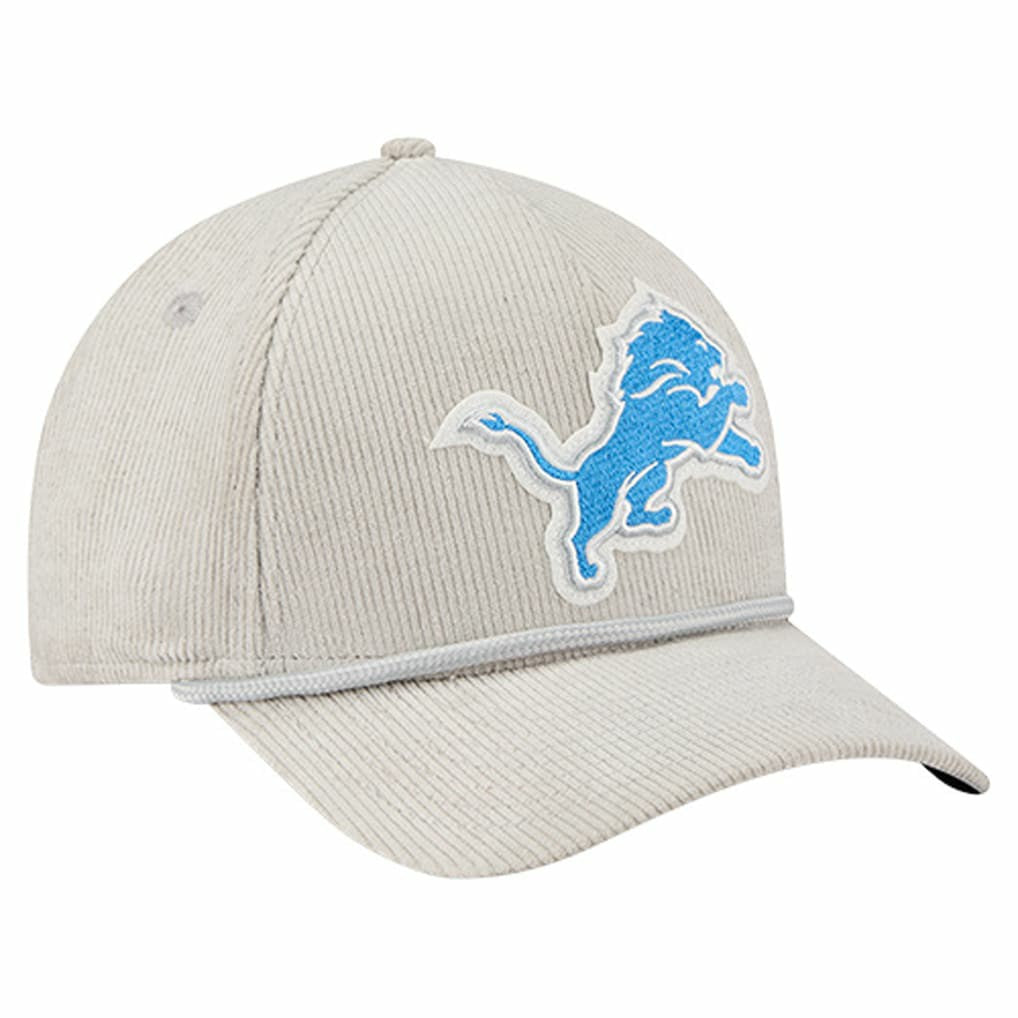 Detroit Lions New Era Cord Corduroy 9FORTY A-Frame Adjustable Hat Silver
