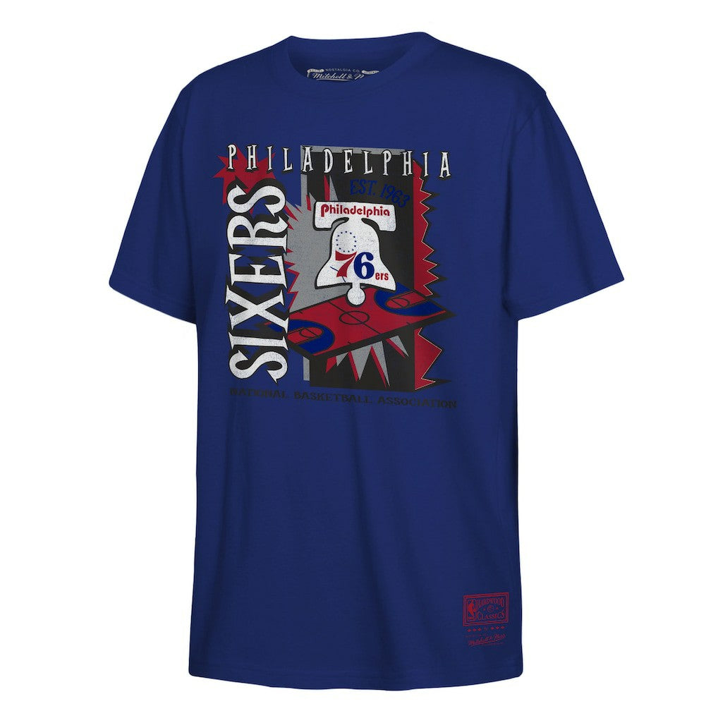 Philadelphia 76ers Youth Retro '90s Poster T-Shirt Royal | Mitchell & Ness outlet