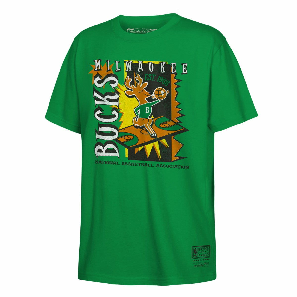 Milwaukee Bucks Youth Retro '90s Poster T-Shirt Green | Mitchell & Ness for sale