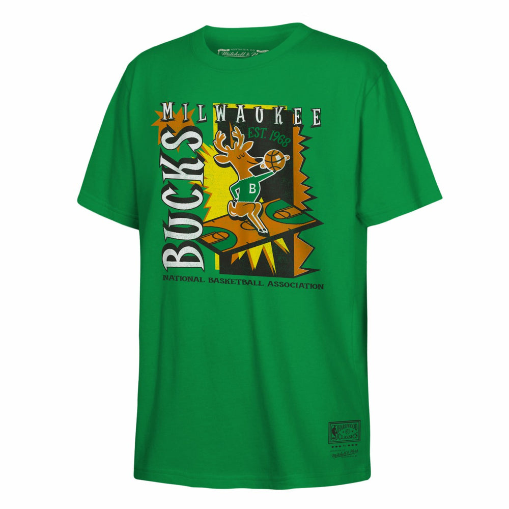 Milwaukee Bucks Youth Retro '90s Poster T-Shirt Green | Mitchell & Ness for sale