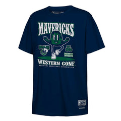 Dallas Mavericks Youth Retro Mascot Script T-Shirt for sale Navy | Mitchell & Ness Near Me