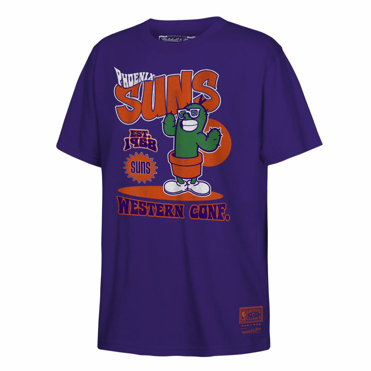 Phoenix Suns Youth Retro Mascot Script T-Shirt Purple | Mitchell & Ness