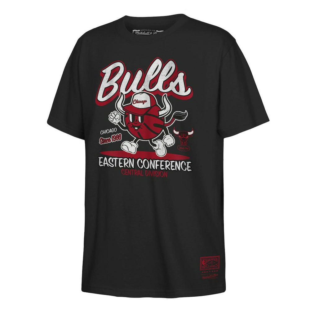Chicago Bulls Youth Retro Mascot Script T-Shirt for sale Black | Mitchell & Ness