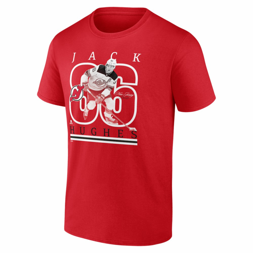 Jack Hughes New Jersey Devils Player Show T-Shirt - Red - NHL 202742553