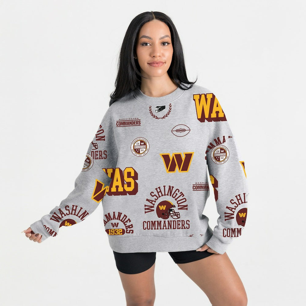 Washington Commanders Gameday Couture Women's Always On Repeat Fleece Sweatshirt Heather Gray