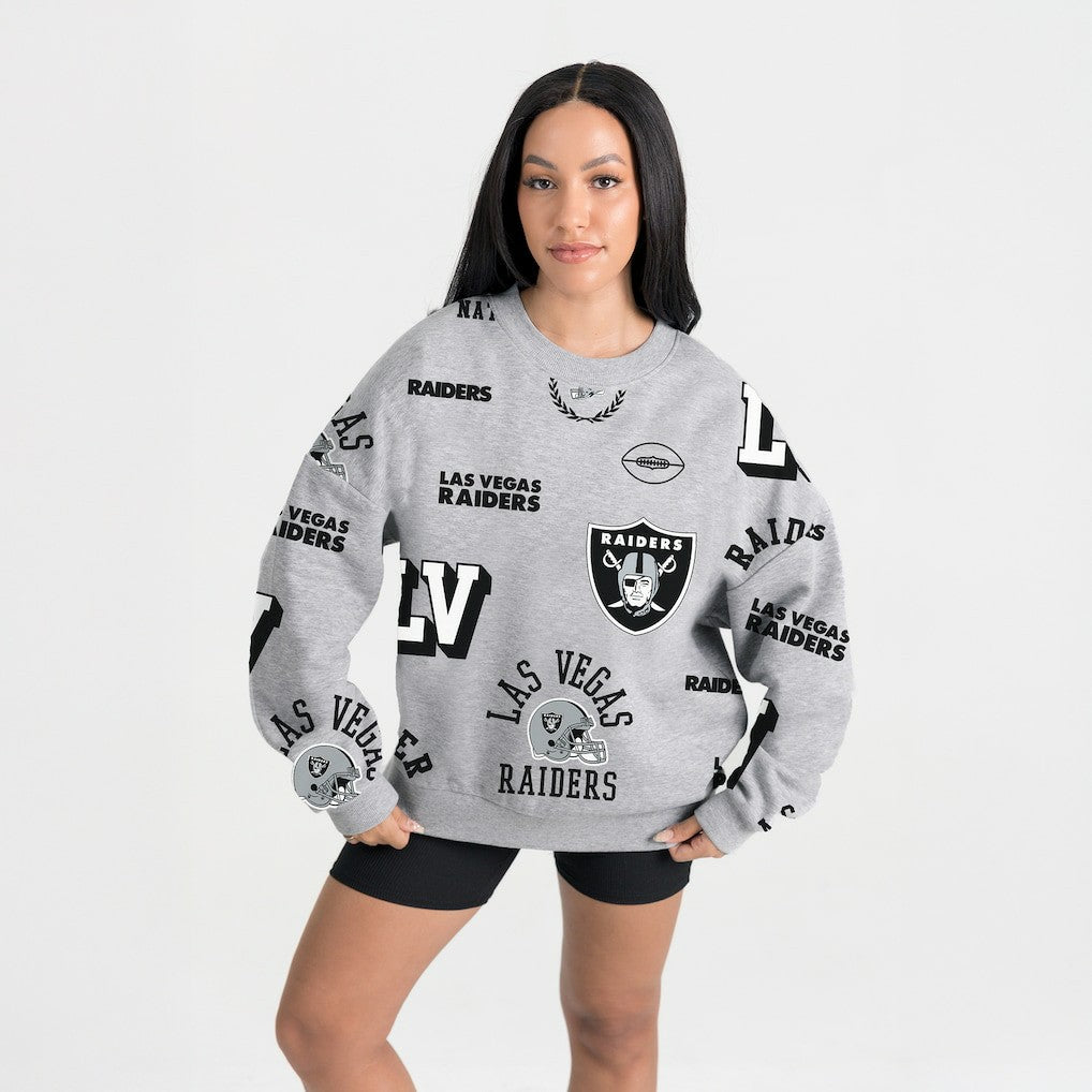 Las Vegas Raiders Gameday Couture Women's Always On Repeat Fleece Sweatshirt Heather Gray