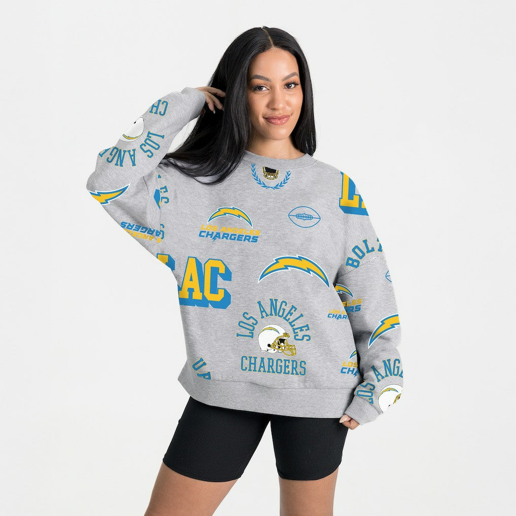 Los Angeles Chargers Gameday Couture Women's Always On Repeat Fleece Sweatshirt Heather Gray