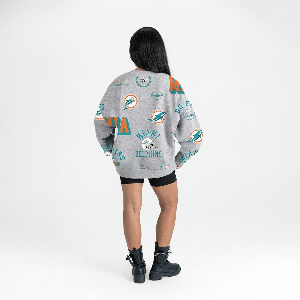 Miami Dolphins Gameday Couture Women's Always On Repeat Fleece Sweatshirt Heather Gray
