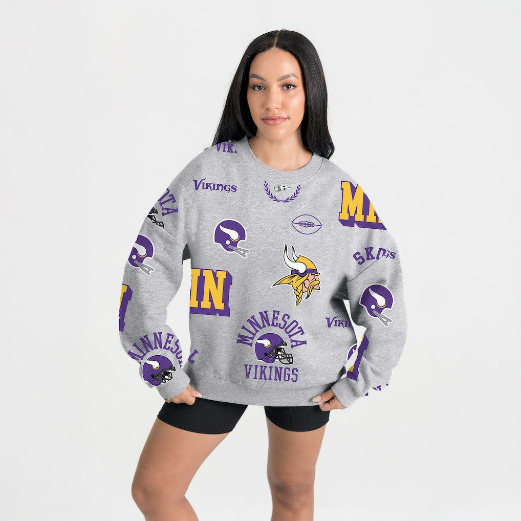 Minnesota Vikings Gameday Couture Women's Always On Repeat Fleece Sweatshirt Heather Gray
