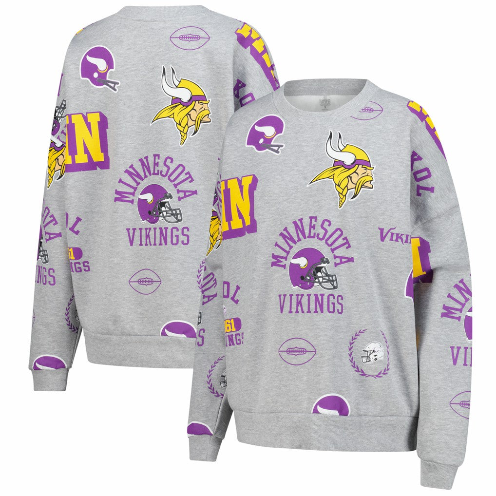 Minnesota Vikings Gameday Couture Women's Always On Repeat Fleece Sweatshirt Heather Gray