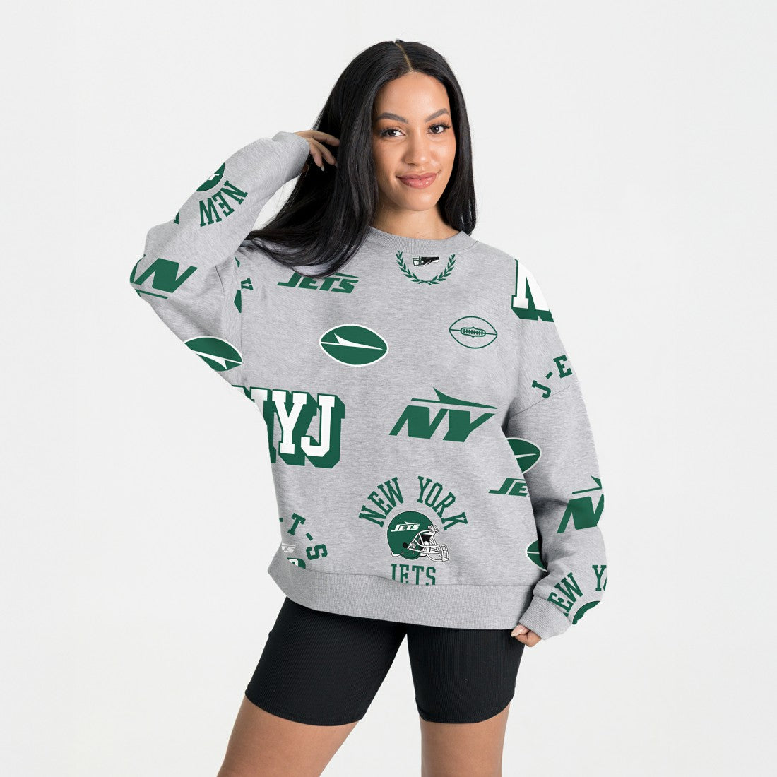 New York Jets Gameday Couture Women's Always On Repeat Fleece Sweatshirt Heather Gray