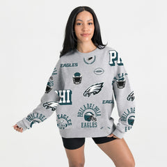 Philadelphia Eagles Gameday Couture Women's Always On Repeat Fleece Sweatshirt Heather Gray