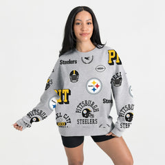 Pittsburgh Steelers Gameday Couture Women's Always On Repeat Fleece Sweatshirt Heather Gray