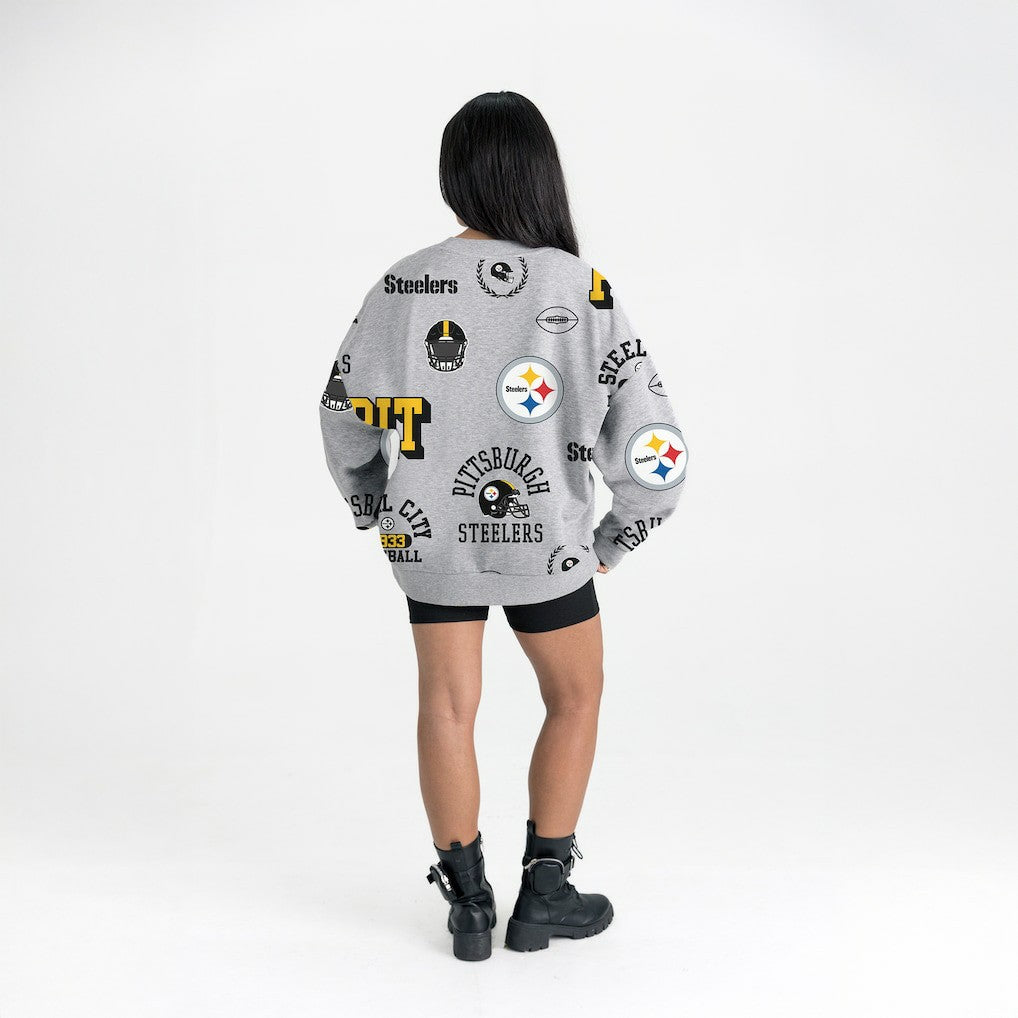 Pittsburgh Steelers Gameday Couture Women's Always On Repeat Fleece Sweatshirt Heather Gray