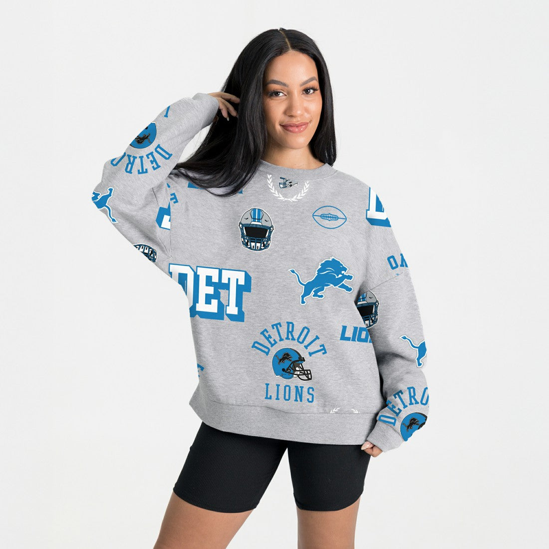 Detroit Lions Gameday Couture Women's Always On Repeat Fleece Sweatshirt Heather Gray
