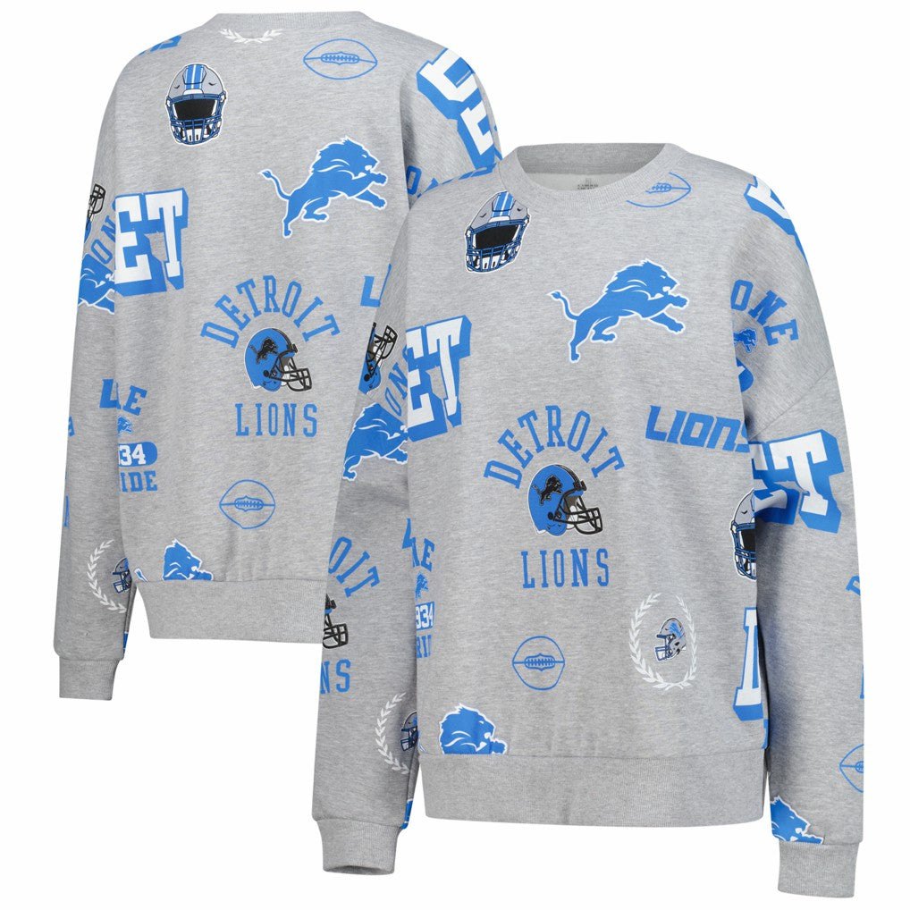Detroit Lions Gameday Couture Women's Always On Repeat Fleece Sweatshirt Heather Gray
