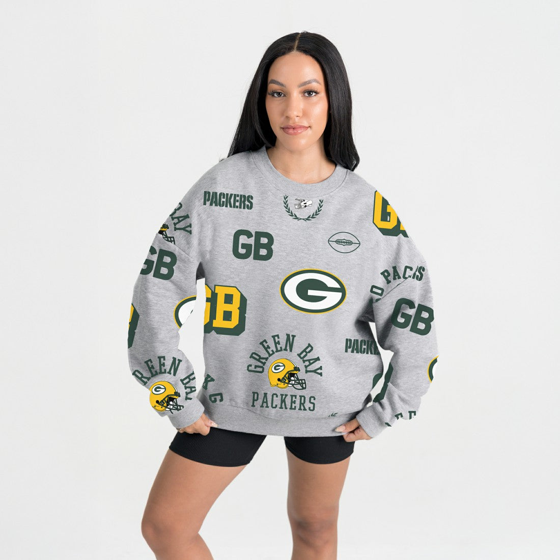 Green Bay Packers Gameday Couture Women's Always On Repeat Fleece Sweatshirt Heather Gray