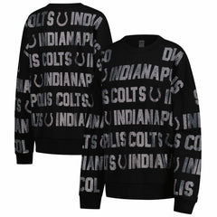 Indianapolis Colts Gameday Couture Women's Oversized Hype Era Rhinestone Text Sweatshirt Black