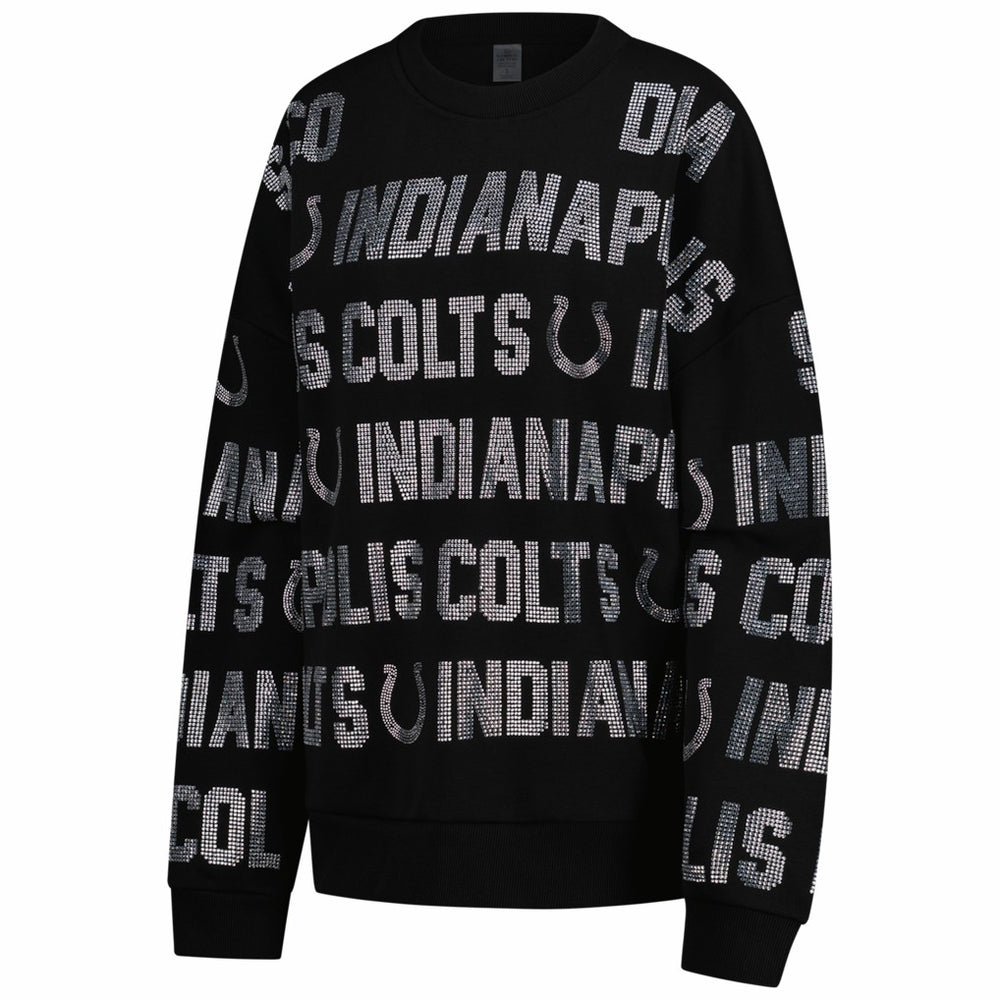 Indianapolis Colts Gameday Couture Women's Oversized Hype Era Rhinestone Text Sweatshirt Black