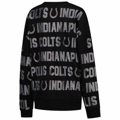 Indianapolis Colts Gameday Couture Women's Oversized Hype Era Rhinestone Text Sweatshirt Black