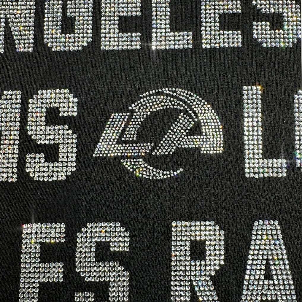 Los Angeles Rams Gameday Couture Women's Oversized Hype Era Rhinestone Text Sweatshirt Black