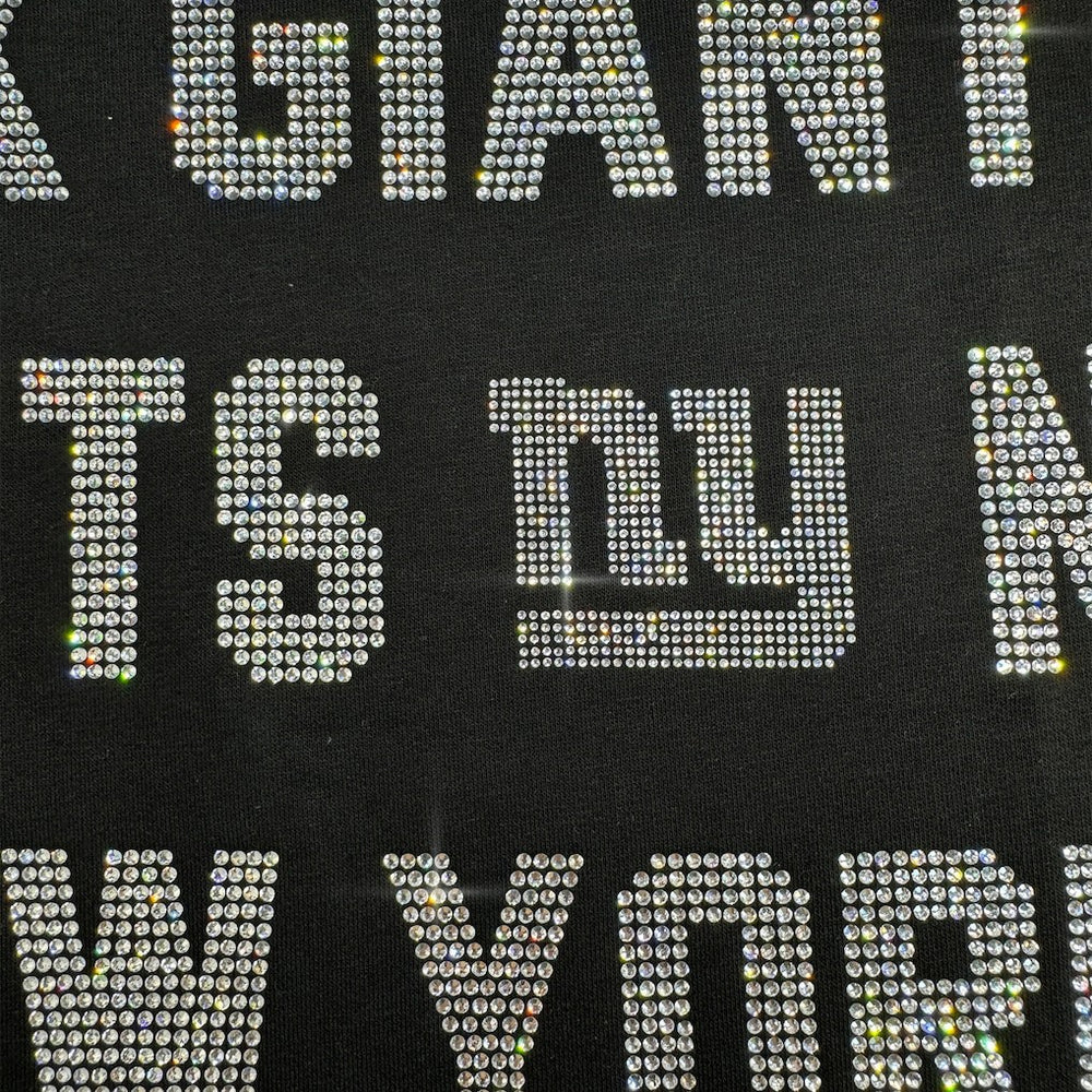 New York Giants Gameday Couture Women's Oversized Hype Era Rhinestone Text Sweatshirt Black