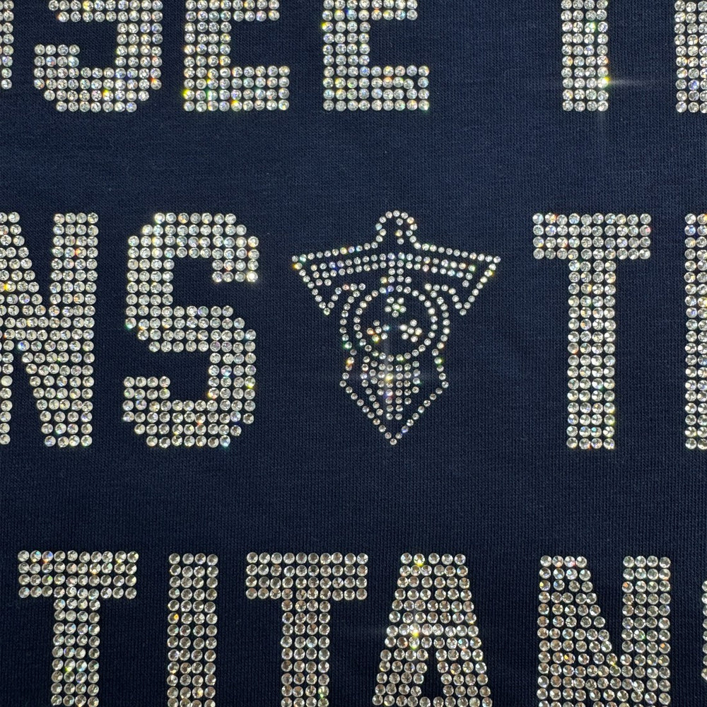 Tennessee Titans Gameday Couture Women's Oversized Hype Era Rhinestone Text Sweatshirt Navy
