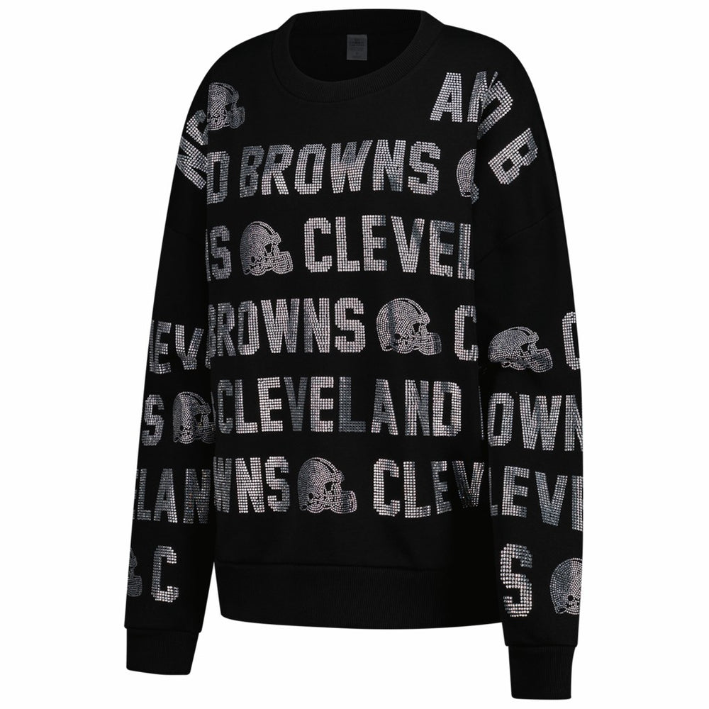 Cleveland Browns Gameday Couture Women's Oversized Hype Era Rhinestone Text Sweatshirt Black
