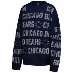 Chicago Bears Gameday Couture Women's Oversized Hype Era Rhinestone Text Sweatshirt Navy