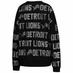 Detroit Lions Gameday Couture Women's Oversized Hype Era Rhinestone Text Sweatshirt Black