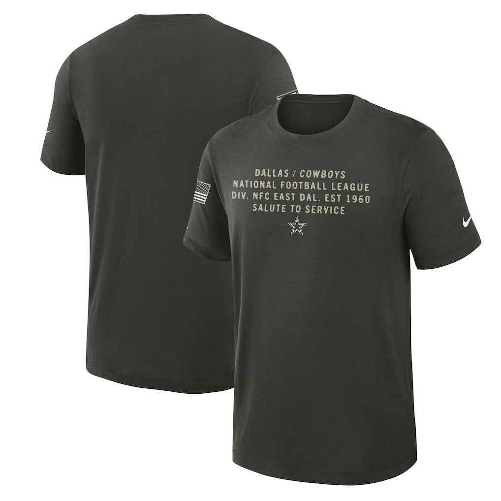 Nike Dallas Cowboys 2025 Salute to Service Sideline Slub Dri-FIT T-Shirt Forest Green