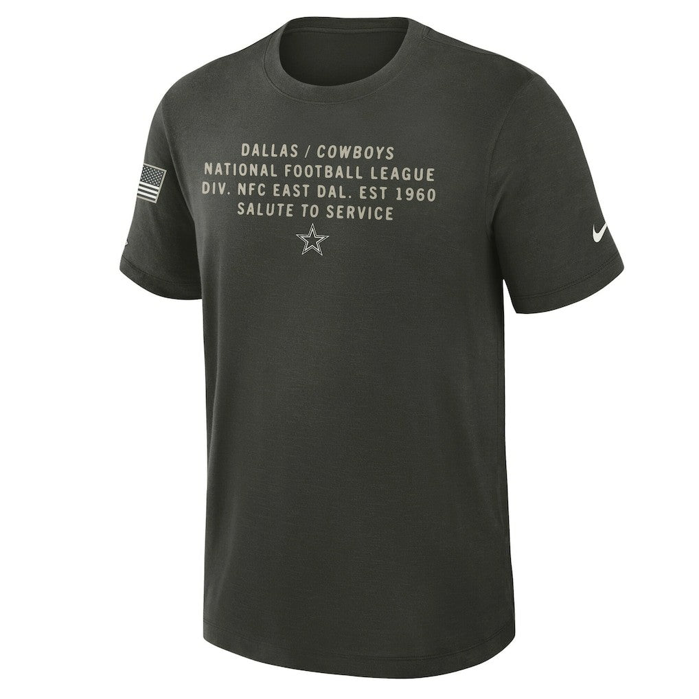 Nike Dallas Cowboys 2025 Salute to Service Sideline Slub Dri-FIT T-Shirt Forest Green