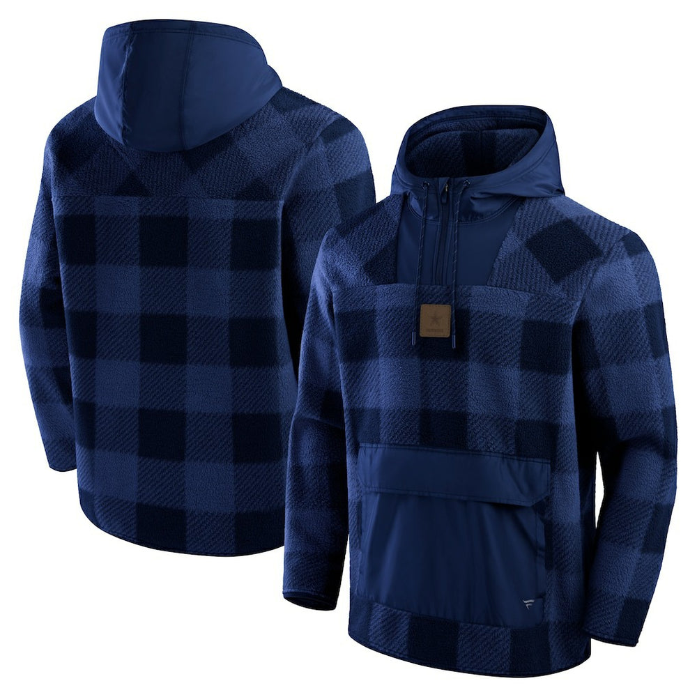 Fanatics Dallas Cowboys Elements Plaid Polar Fleece Quarter-Zip Hoodie Navy