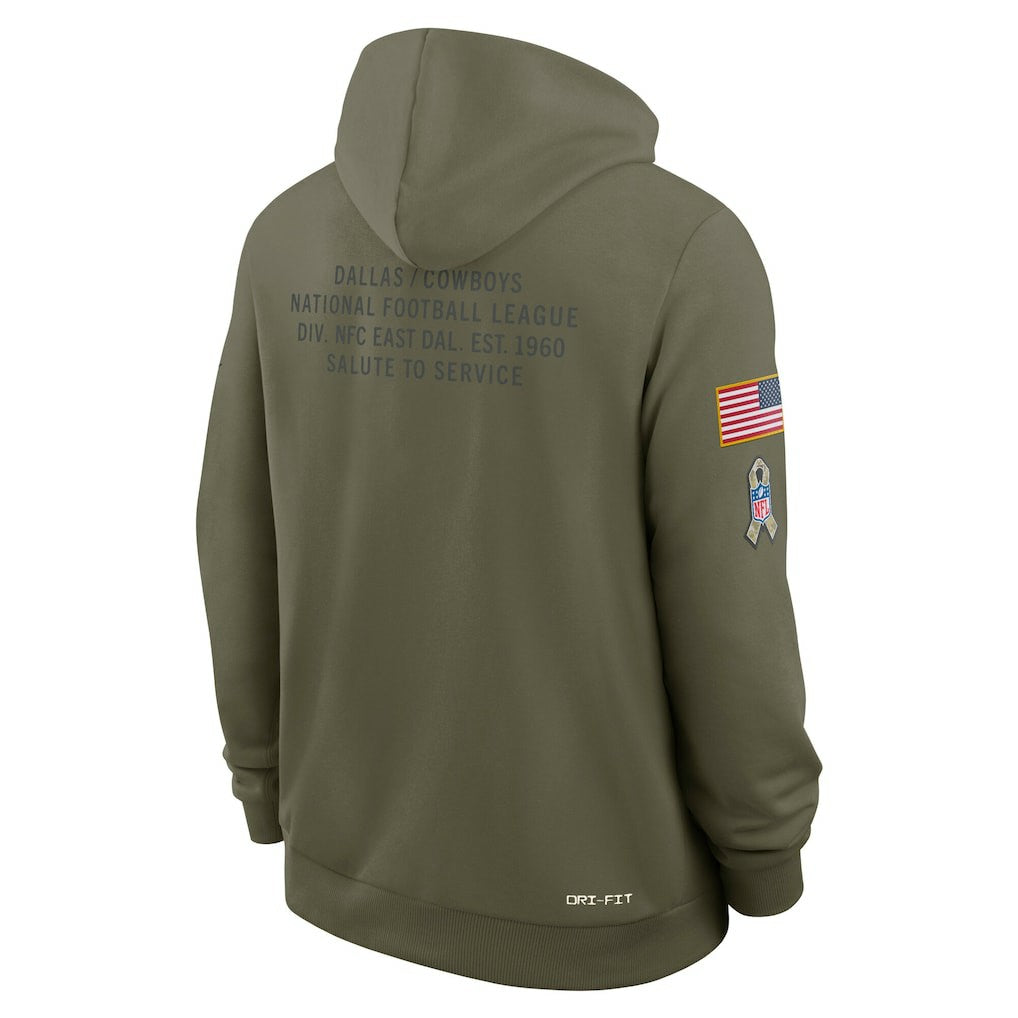 Nike Dallas Cowboys 2025 Salute to Service Sideline Standard Issue Dri-FIT Hoodie Olive
