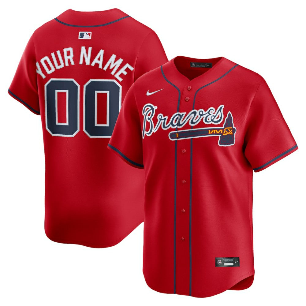 Atlanta Braves Nike Alternate Limited Custom Jersey - Red - Nike Sale