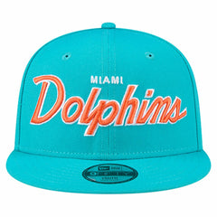 Miami Dolphins New Era Youth Main Script 9FIFTY Snapback Hat Aqua