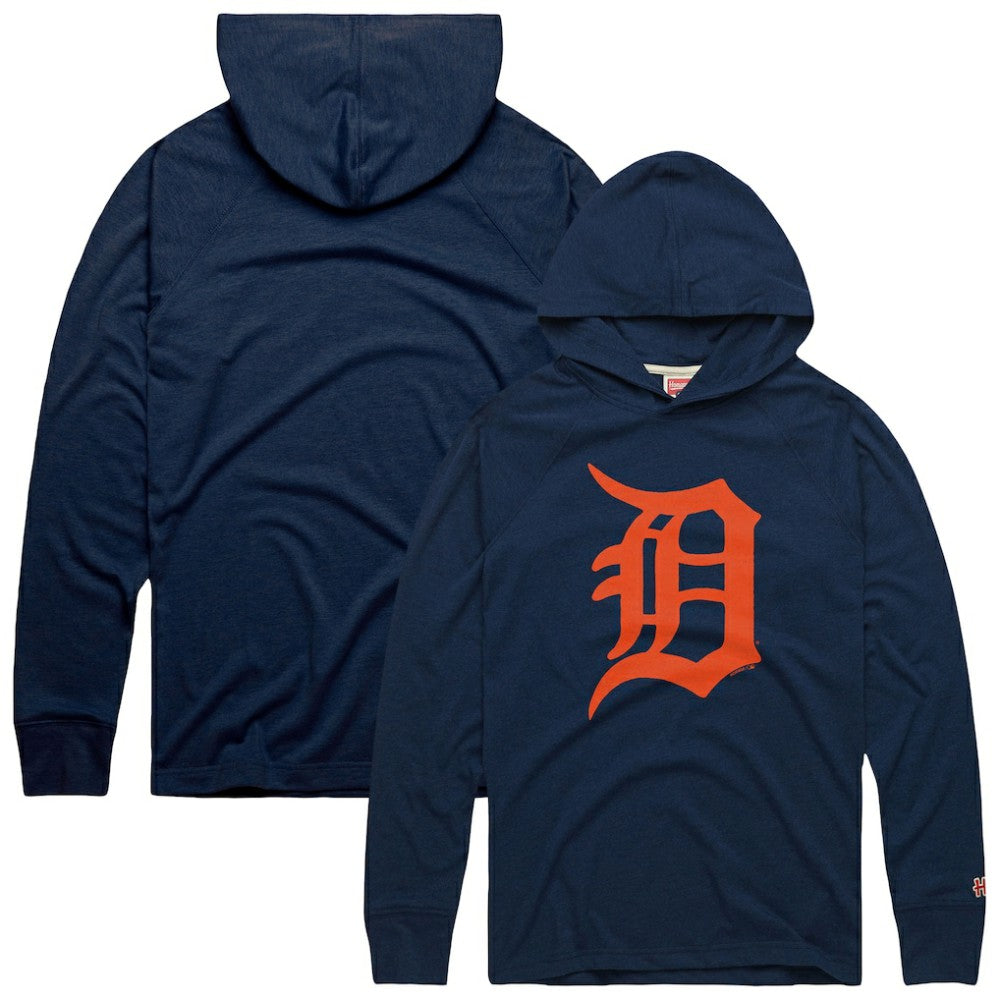 Detroit Tigers Homage Lightweight Raglan Tri-Blend Pullover Hoodie - Navy - MLB on Sale
