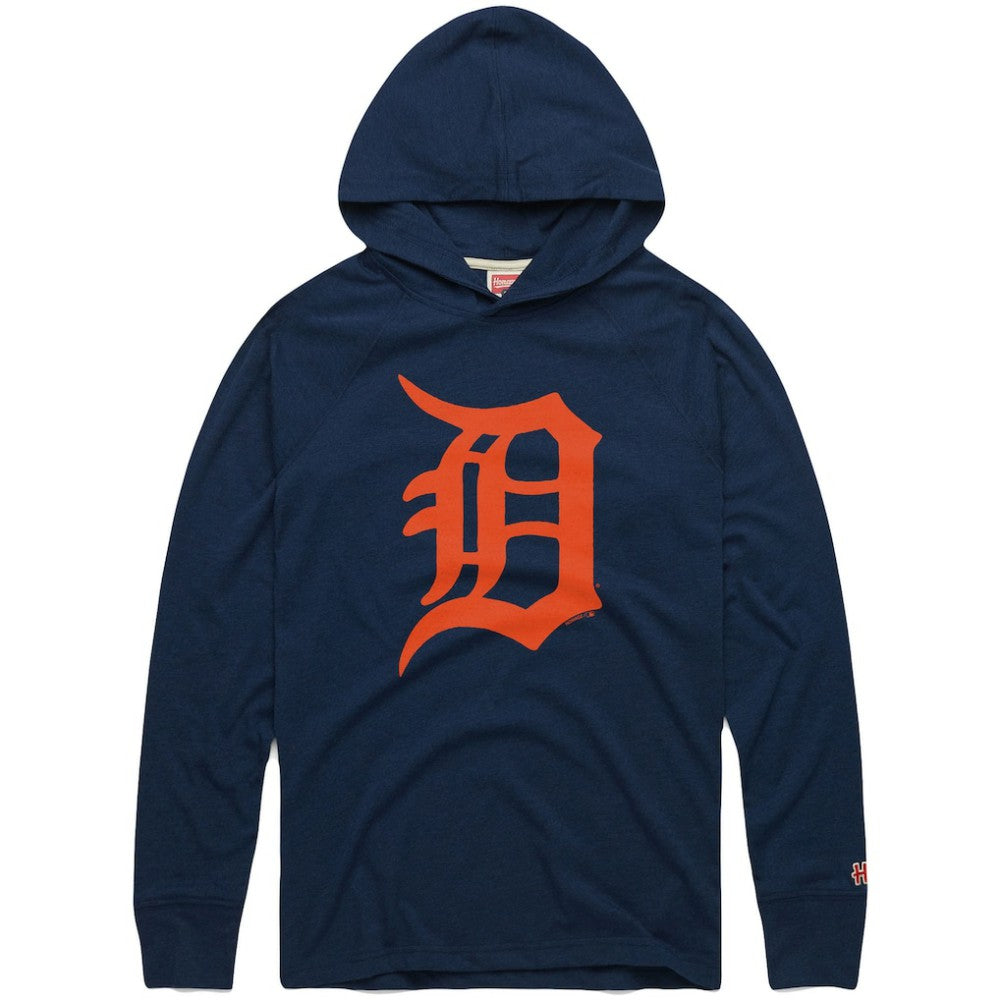 Detroit Tigers Homage Lightweight Raglan Tri-Blend Pullover Hoodie - Navy - MLB on Sale