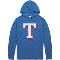 Texas Rangers Homage Lightweight Raglan Tri-Blend Pullover Hoodie - Light Blue - MLB Sale