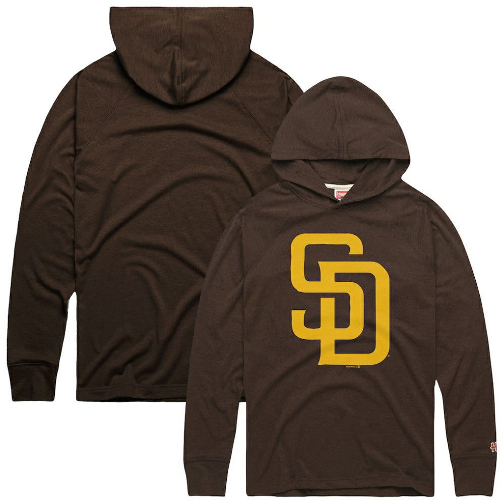 San Diego Padres Homage Lightweight Raglan Tri-Blend Pullover Hoodie - Brown - MLB Sale