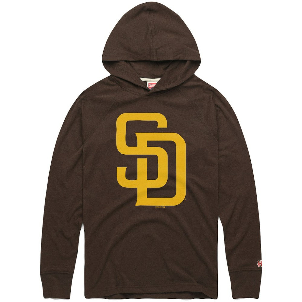 San Diego Padres Homage Lightweight Raglan Tri-Blend Pullover Hoodie - Brown - MLB Sale