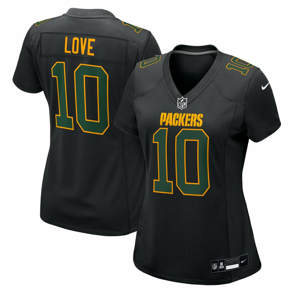 Nike Jordan Love Green Bay Packers Women's Fashion Game Jersey Black