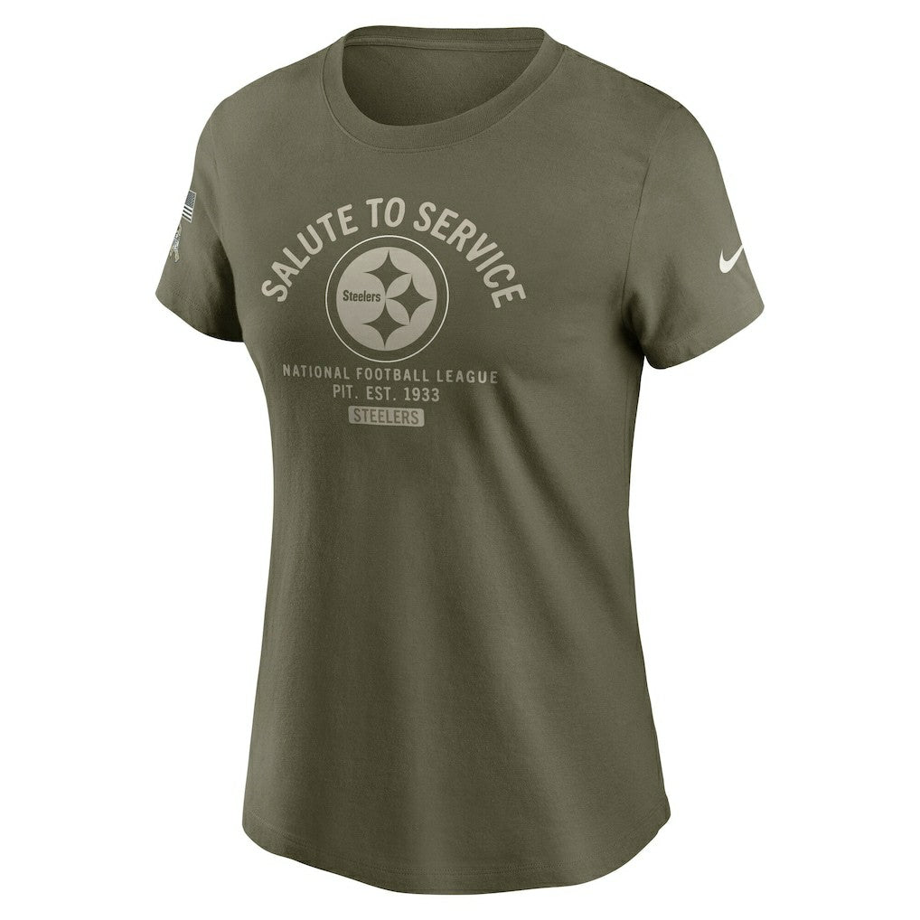 Nike Pittsburgh Steelers Women's 2025 Salute to Service Sideline T-Shirt Olive