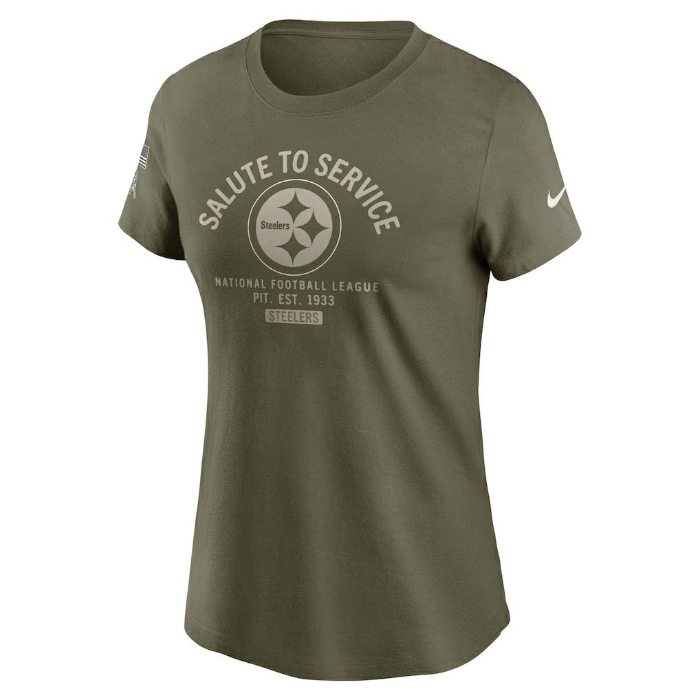 Nike Pittsburgh Steelers Women's 2025 Salute to Service Sideline T-Shirt Olive