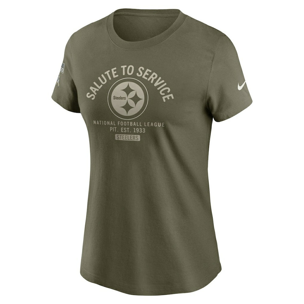 Nike Pittsburgh Steelers Women's 2025 Salute to Service Sideline T-Shirt Olive