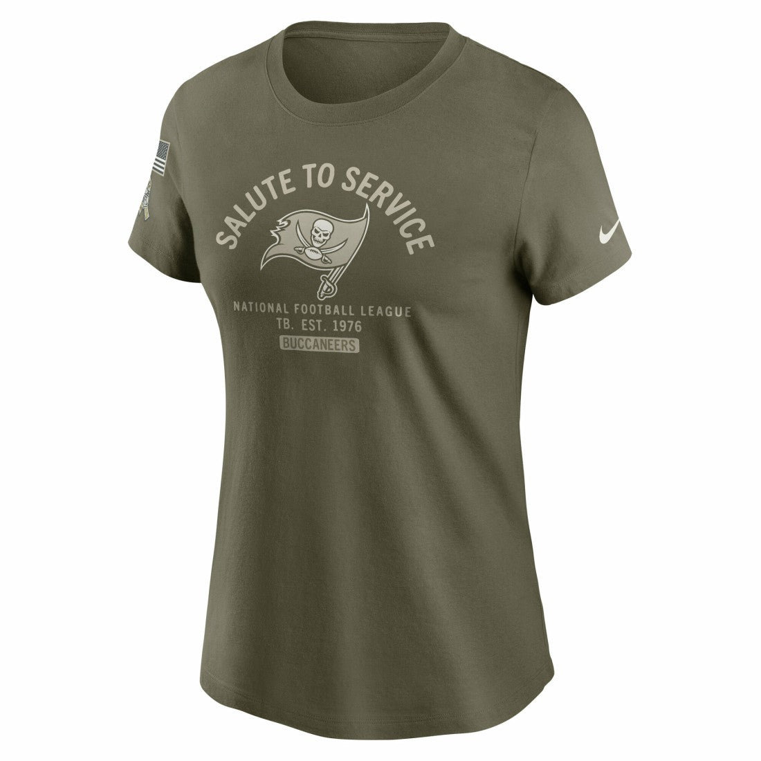 Nike Tampa Bay Buccaneers Women's 2025 Salute to Service Sideline T-Shirt Olive
